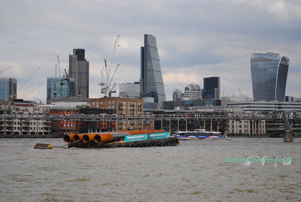 london skyline and thames river, seen from south bank